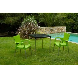 MESA RESINA NEGRA/ALUMINIO